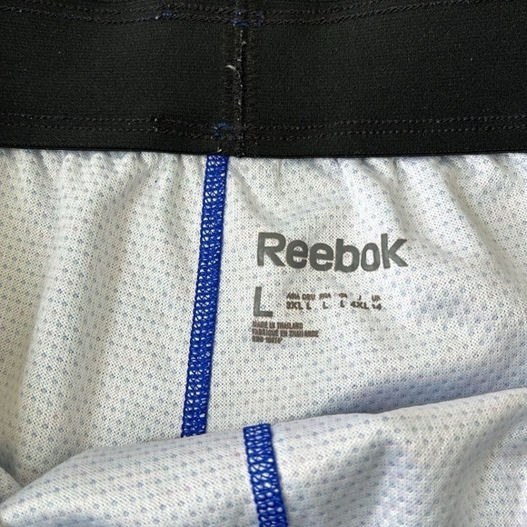 Blue & pink Reebok athletic shorts size large mesh thick waistband marl print - Picture 8 of 11